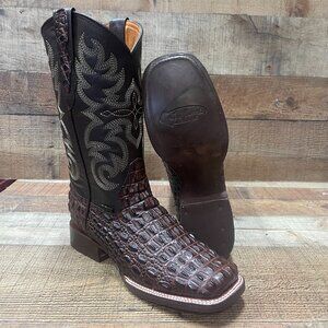Men's WESTERN COWBOY RODEO Crocodile Print Genuine Leather Square Toe Boots 720